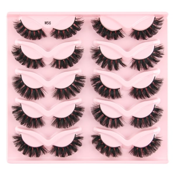 Halvfransar Naturligt utseende Wispy Cat-Eye Ögonfransar 3D lösögonfransar Fluffy-Soft 10 Par Faux Mink Fake Lashes Sets H