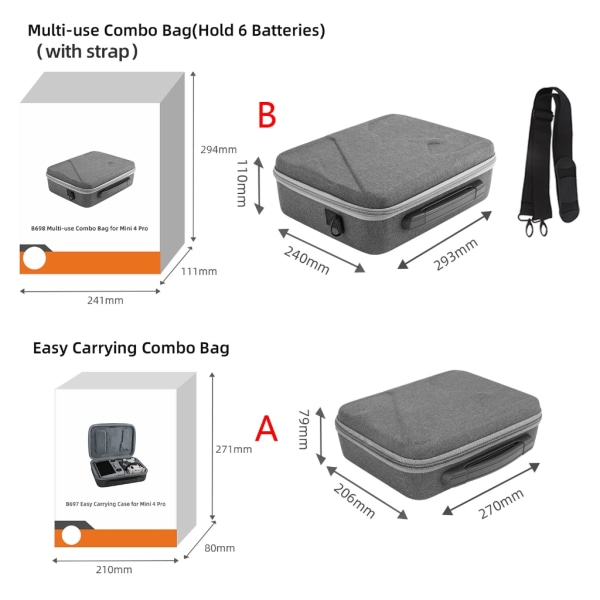 Kompakt case Bekväm förvaringslösning för Mini 4 Pro Flight case med mjukt foder för bättre säkerhet Pro package