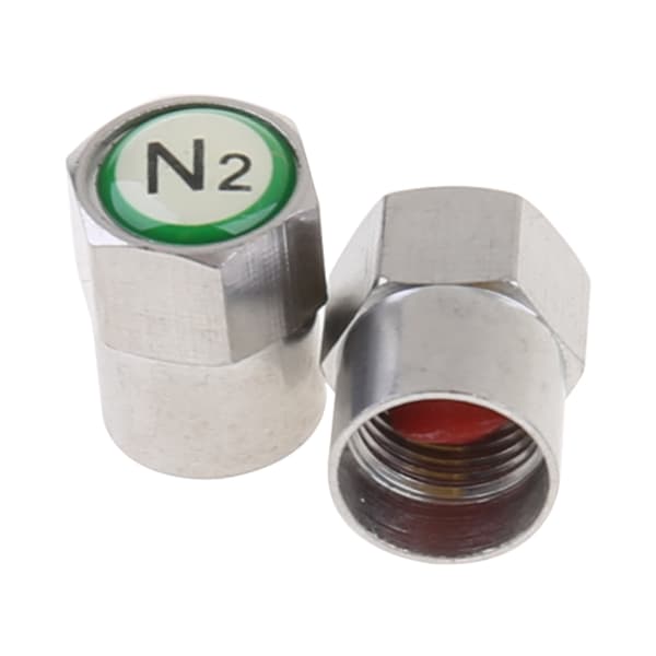 2 stk/sett Krom Bil Auto TPMS for Ventilstammekapsel N2 Nitrogen Dekkinnsatsdeksel