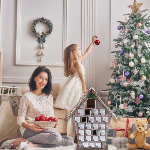 Advent Kalender i Tre Skrivebordsornament for Julepynt