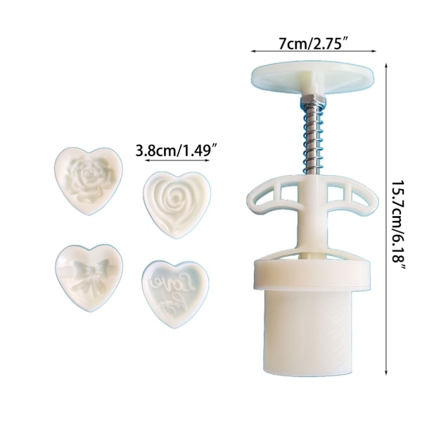 Mooncake Molds Midhöstfestivalen Mooncake Form Hjärta Rose-Moon form med stämpel-handtryck Moon Cake Form