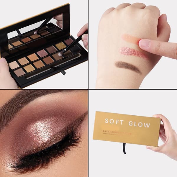 Professionell ögonskuggspalett med 12 nyanser för bröllopsfester och högtidsmakeup