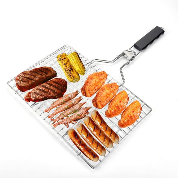Bärbart BBQ-nät Vikbar grillning Meah hållbart material i rostfritt stål Grillgaller för utomhuscamping och picknick