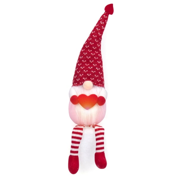 Alla hjärtans dag Långbent Tomte med LED-ljus Söt Ansiktslös Docka Skrivbordsdekoration för Festival Högtid Nyårsfest