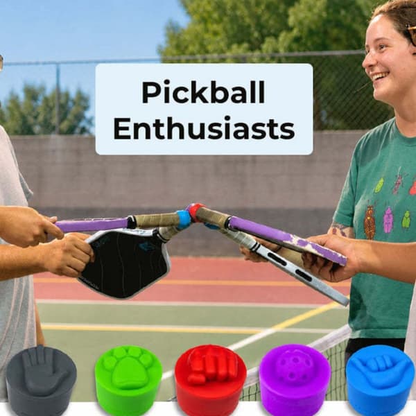 Dekorative silikonendestykker for pickleball-rackethåndtak
