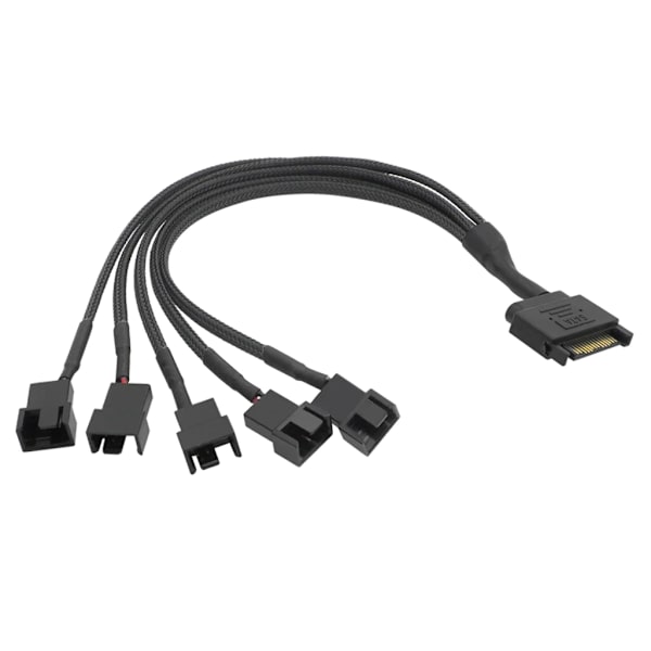 SATA 15Pin til 5-Port 3pin/4pin Adapterkabel Sort Nylon Flettet Køleventilator Sleeved Power Splitter Forlængerledning