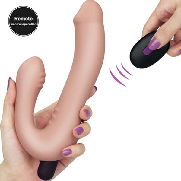 Vibrerende stropløs strap-on dildo G-punkt klitorisstimulator voksensexlegetøj