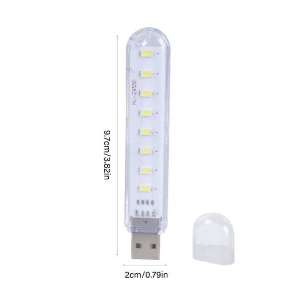 Klar PC Skrivebordslampe med 8 Lyse LED'er USB 5V Input til Natbrug