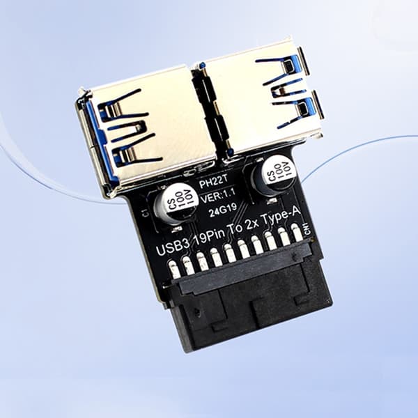 USB3.0 19/20-stift till dubbel USB3.0-adapter för datorförlängare