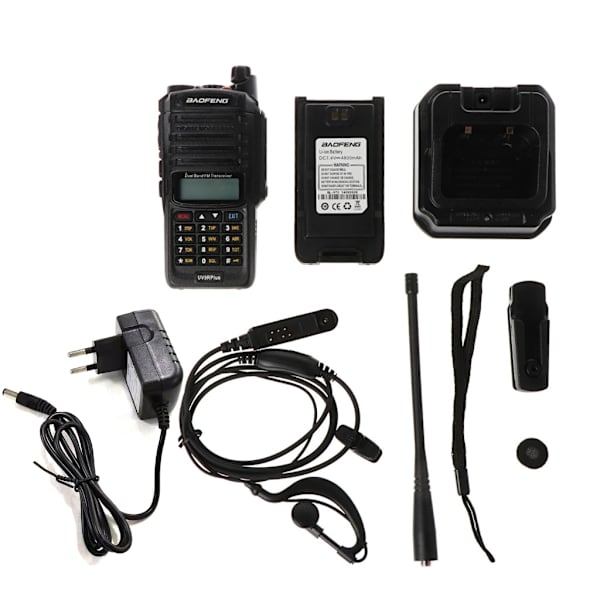 Hög Effekt Uppgradering Baofeng UV-9R plus Vattentät Walkie Talkie 10w Tvåvägsradio för Lång Räckvidd 10km 4800mAh EU-kontakt