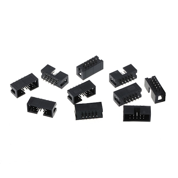 10 st DC3 10-stift 2x5-stift Dubbelrad 2,54 mm Pitch Rak Stift Hane IDC Box för