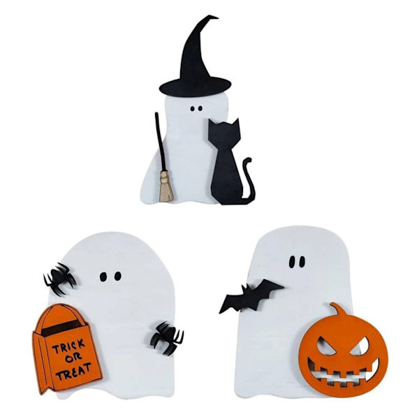 3x Puuviipaleet Halloween Kodin Sisustus Luonnolliset Puiset Askartelutarvikkeet DIY Leikekirjat Käsintehdyt Tarvikkeet Juhlakoristeluun