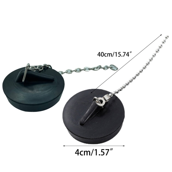 Universal badpropp i gummi med kedjeavloppspropp Praktisk badpropp i gummi för handfat i kök och badrum 40 mm slitstark 40CM chain