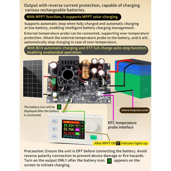 Spänningsregulator med anti-återflödesbatteriladdningshantering