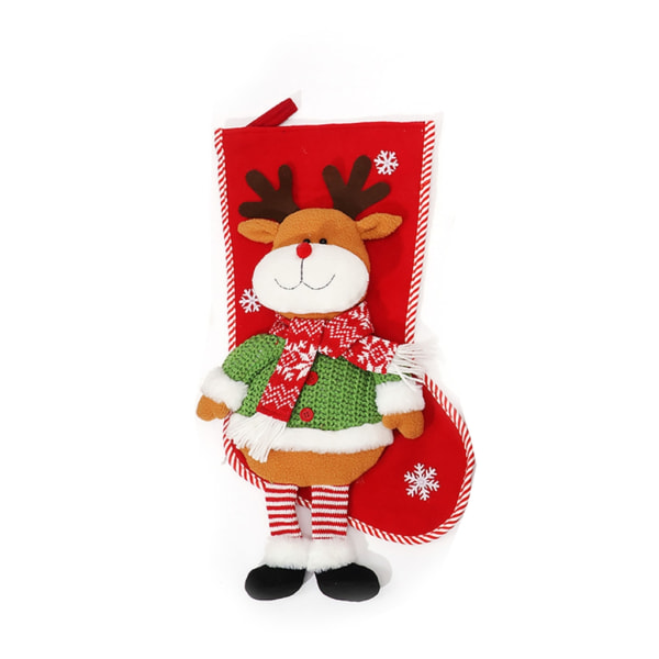 Langbent Julestrømpe Snømann Elg Dukke Anheng Ornament for Juletre Peis Familie Dekor Forsyninger