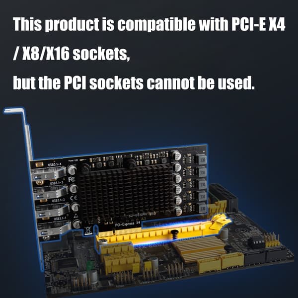 4-Port USB3.2 PCIE Utvidelseskort Rask Dataoverføring 10Gbps Adapterkort