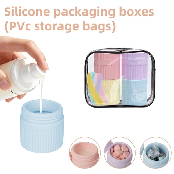 4-pack påfyllningsbar silikonbehållare med tätt lock för kosmetika
