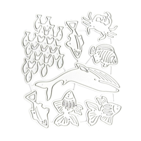 Fisk Metal Skærestencils til Kortfremstilling Familie Fiske Udskæringer Præge Stencils Skabelon Form DIY Scrapbooking Dekoration