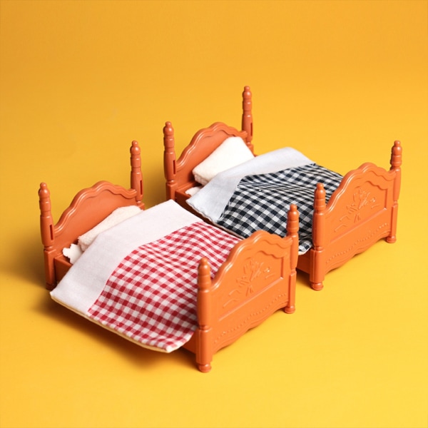 Miniatyrdockor Tillbehör Dubbelsängar Minimöbler Våningssäng Gör-det-själv-dekorer Prydnad för miniatyrdockhus Kit