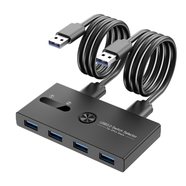 KVM-svitsj 4 porter USB3.0 Svitsjer Dokkingstasjon Skriverdeling 2 inn 4 ut
