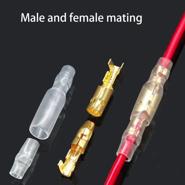 200 stk. 4 mm messing han- og hun-kugleterminaler ledningsforbindelsesblok til m/kappe