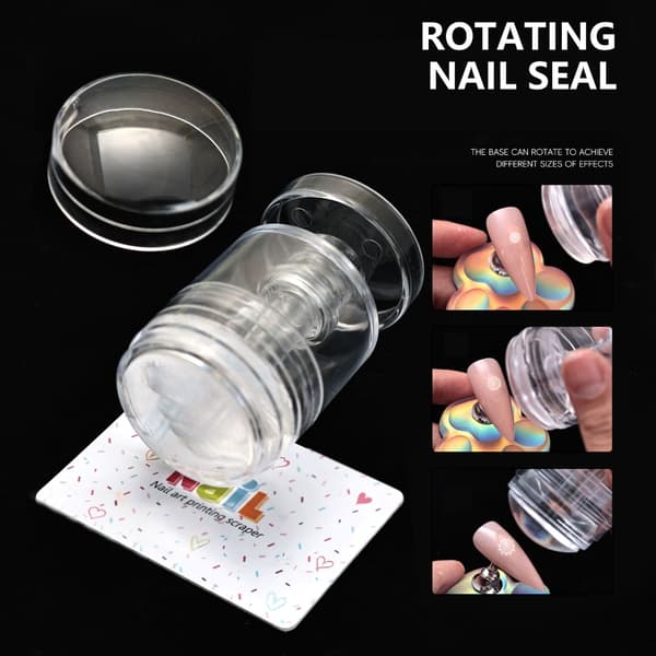 Gele Negl Stamper Negl Skrape Roterbar Neglekunst Stamper Negl Stemplingssett