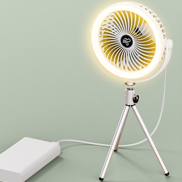 Bordventilator Bærbar Campingventilator med Stærk Luft USB Opladningsventilator Tripod Ventilator