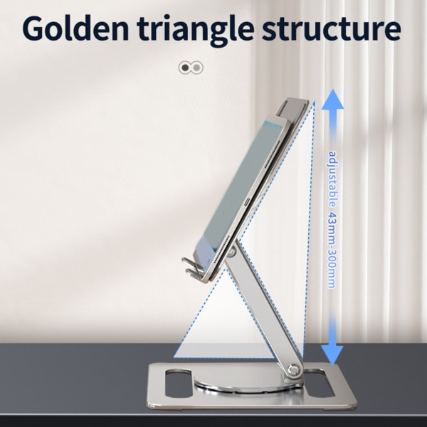 Bärbar stativ 360° roterbar tablettplatta i aluminiumlegering Kylhållare Lyftbart stativ Vikbart kylare Bärbart fäste Grey