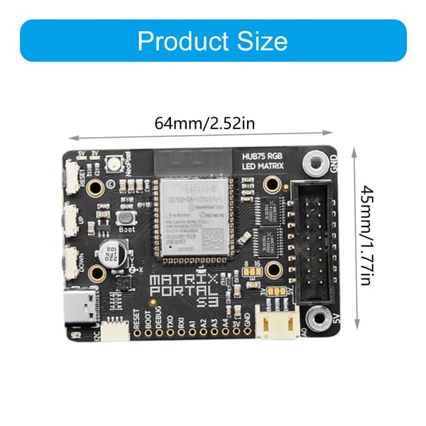 Svart ESP32S3 LED-matriser CircuitPythons Internett-skjermkort