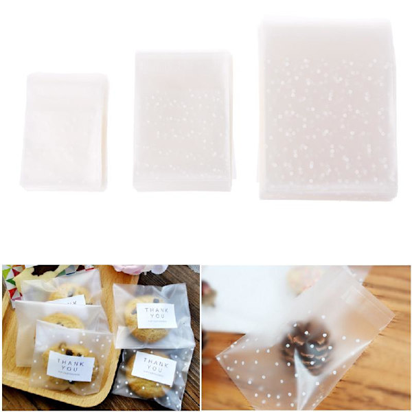 100 st jul självhäftande kaka godis behandla present DIY plast paketpåse null - M