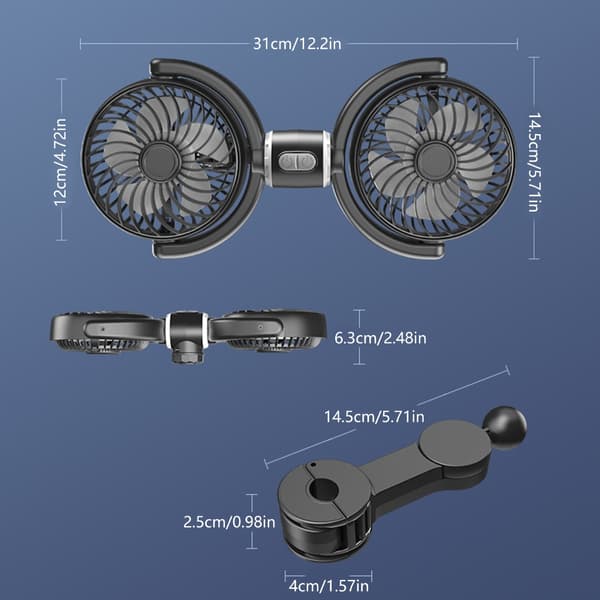 Dobbelt Hoved Bilventilator med Flere Hastighedsindstillinger for Optimal Luftstrømskomfort
