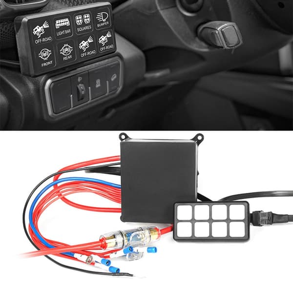 Touch Bryterpanel med 8-veis Bryterboks 12V/24V Kontrollreléer Auto Dimbar