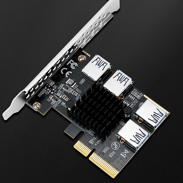 PCIe 1 till 4 adapterkort USB 3.0 Multiplier HUB PCI för Express PCIE Riser Card för Bitcoin Mining Miner