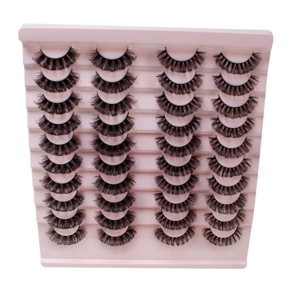 Falska Ögonfransar Ryska Strip Ögonfransar D-Lockiga Naturliga Fluffiga Ögonfransar Tunn Falska Ögonfransar 3D Effekt Faux Mink Ögonfransar 20 Par