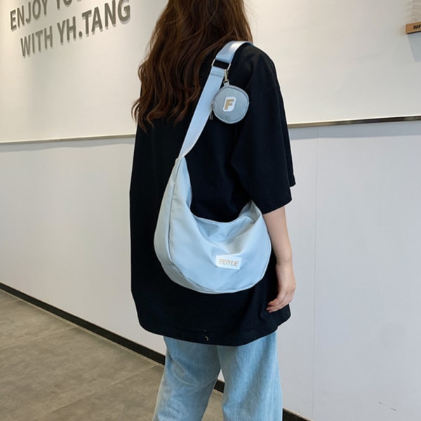 Mode Nylon Crossbody Bag Dumpling Bag Enkel Tygväska Sling Bags Casual Bags Axel Handväskor för kvinnor Flickor Black