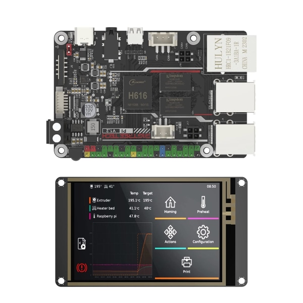 Kraftfull 3D-skrivare Pi V1.2 + TFT35 SPI V2.1 Kontrollkort Kit Quadcore64bit ARM CortexA53 1.5GHz Processor 1GB DDR3