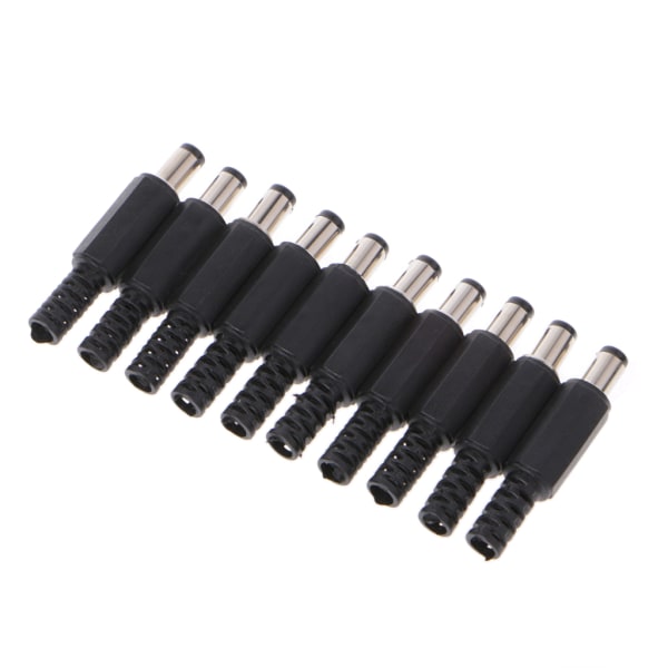 10 st 5,5x2,1mm hane för DC In-Line Stickkontakt Jack Connector Adapter Plast