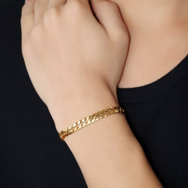 Män Guld Armband i rostfritt stål 6 mm Bredd Curb Kedjelänk Armband Klassiska Armband Armband Mode Smycken Dekor