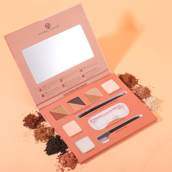 Ögonbrynskit Brynmakeupkit Långvarigt Brynpuder, Ögonbrynsstenciler Brynkit