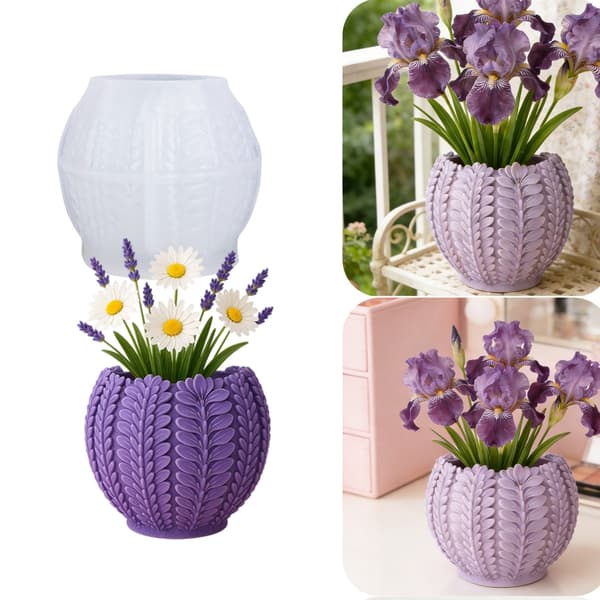 Enkel å avforme lavendel silikon blomsterpotteform for å lage beholder til harpikslys