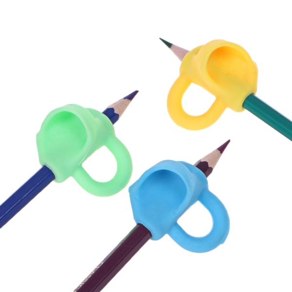 3st mjuk silikonpennhållare för höger- och vänsteråringar Barn Toddler Ergonomisk skrivhjälp Färgglad penngripare