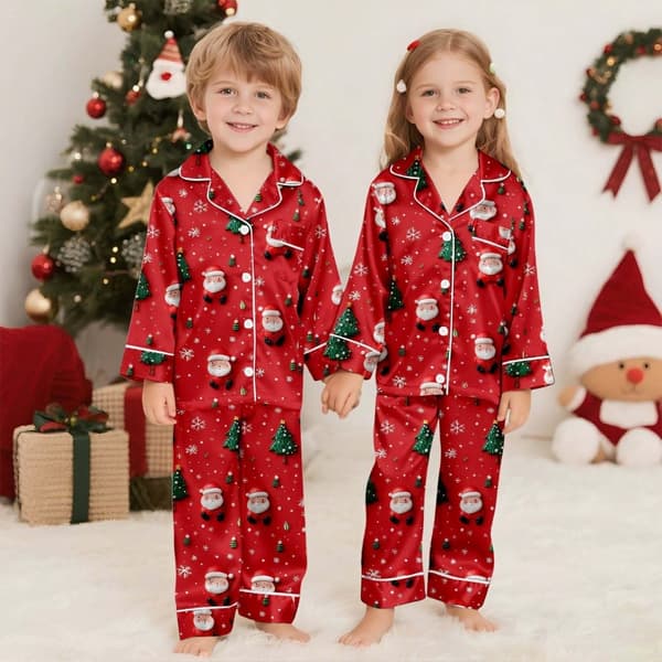 Familie Julepyjamas Matchende Sæt Silke Afslappet Matchende Sæt til Familien Kid 150