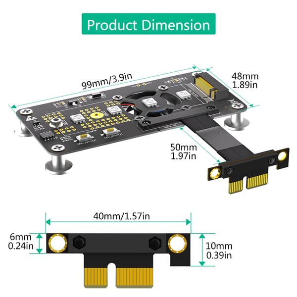 Høyhastighets M.2 NGFF NVME SSD til PCIE 1X Forlengelseskabel for å Øke Datamaskinen