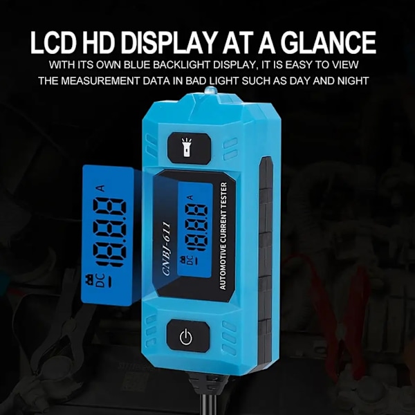 0,01A~19,99A Virrantestaaja LCD-näytöllä, testityökalu, diagnostiikkatyökalu