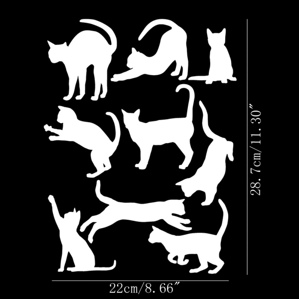 9 st avtagbar vinylkonst Gör-det-själv-citat Katter Väggdekal Väggdekor Hemrumsinredning Black