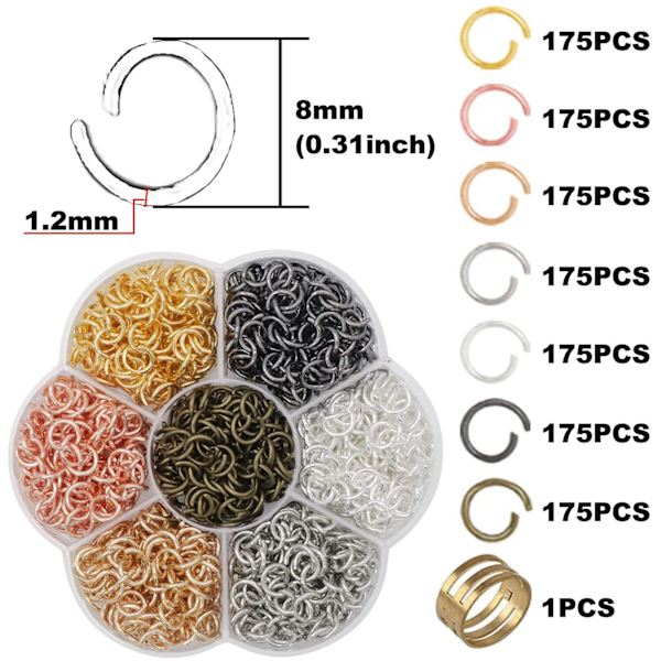 Avoin hyppyrengas 4/6/8 mm setti metalliset jaetut rengasliittimet tarvikkeet