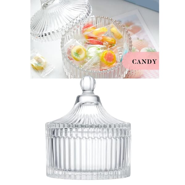 Set med 3 Överdimensionerade Kroppspuderpuffar i Elegant Glaslåda för Förvaring