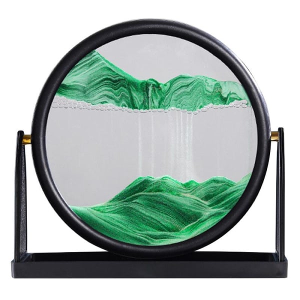 Roterbar Moving Sand Art Picture 3D Motion Display Flödande Quicksand Ram Green