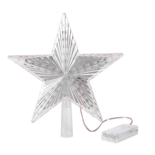 Christmas Star Tree Topper med färgglad LED-ljus batteridriven trädtoppsdekor