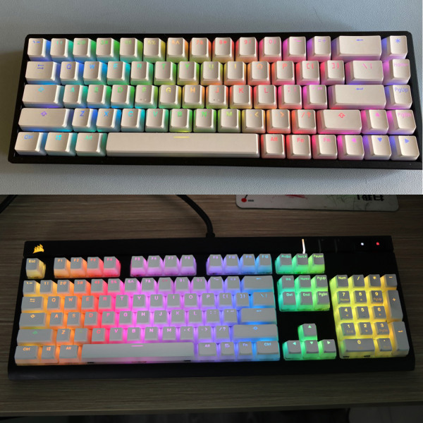 RGB 143 Keycaps White Pudding Double Skin Milk Bakgrundsbelyst Keycap för K4 K6 K8 Keycap Set Bakgrundsbelyst